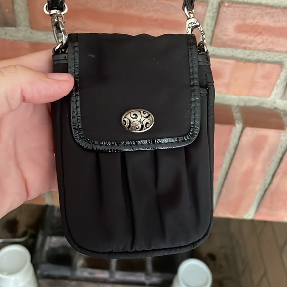 Brighton vintage nylon bag button front sterling silver details - Picture 2 of 10